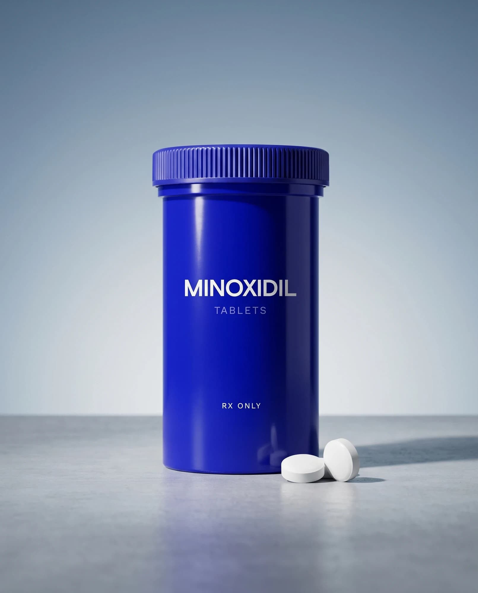 Blue Minoxidil tablets bottle